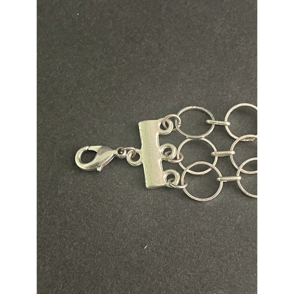 Chain Link Silver Plated Triple Row Lightweight Lobster Closure 7.5” Bracelet - Picture 5 of 5